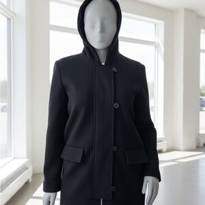 Joe Fresh Women's Black Trench Coat with Hoodie